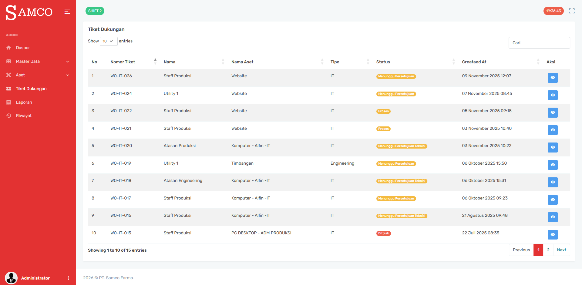 Ticketing Service Samcofarma